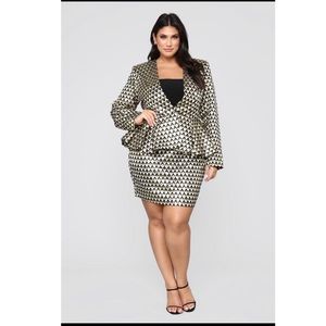 Figure It Out Jacquard Set - Gold/Black